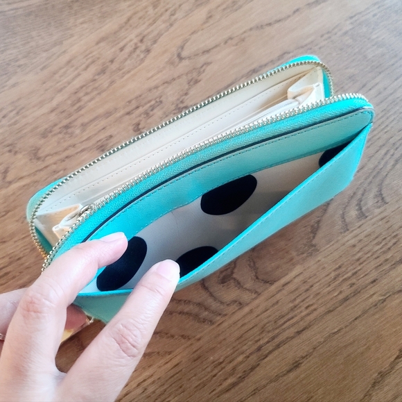 Kate Spade New York Wallet Large Teal Multi Compartment Leather Wallet - Picture 3 of 12